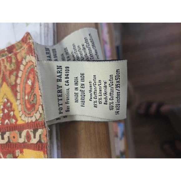 Pottery Barn Placemats Set 4 Brown Orange Fabric Paisley Autumn 🍂 - Picture 6 of 8